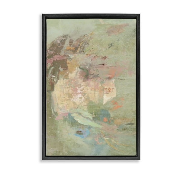 Stupell Industries Earthy Abstract with Pastel Details Abstract Painting Black Floater Framed Canvas Art Print Wall Art, 17 x 25