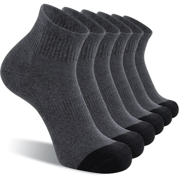 6 Pack Men's Ankle Socks with Cushion Athletic Running Socks, Dry & Breathable,  Suitable for Sports, Working Out Menswear Plain