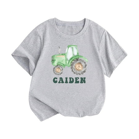 

Otqutp Baby Daily Tops Little Children and Big Kids Tractors Cartoon Print Boys and Girls Tops Short Sleeved T Shirts for 1 to 10 Years