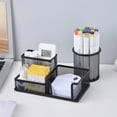 thumbnail image 4 of Metal Mesh Desk Organizer with 3 Compartments for Pens, Office Supplies, and Cellphone, 4 of 7