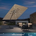 thumbnail image 6 of PURPLE LEAF 10 Feet Patio Umbrella with Base Outdoor Cantilever Solar Powered LED Square Umbrella Aluminum Offset Umbrella with 360-degree Rotation for Garden Deck Pool Patio, Beige, 6 of 13