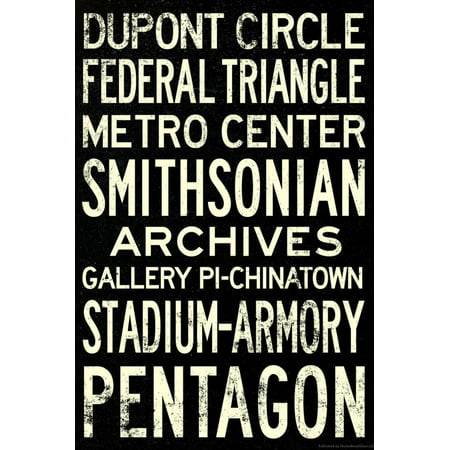 Washington DC Metro Stations Vintage Retro Metro Travel Print Wall (Best Dc Metro App)