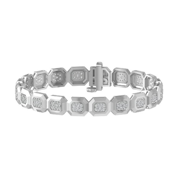 ARAIYA FINE JEWELRY 10K White Gold Lab Grown Diamond Cluster Bracelet (1 1/2 cttw, D-E Color, VS Clarity) 7"
