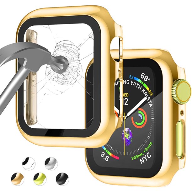 Vidrio + cubierta para Apple Watch Case 45mm 41mm 44mm 40mm 42mm 38mm Protector de pantalla Accesorios para iWatch Series7 6 5 4 3 se Tan Jianjun unisex