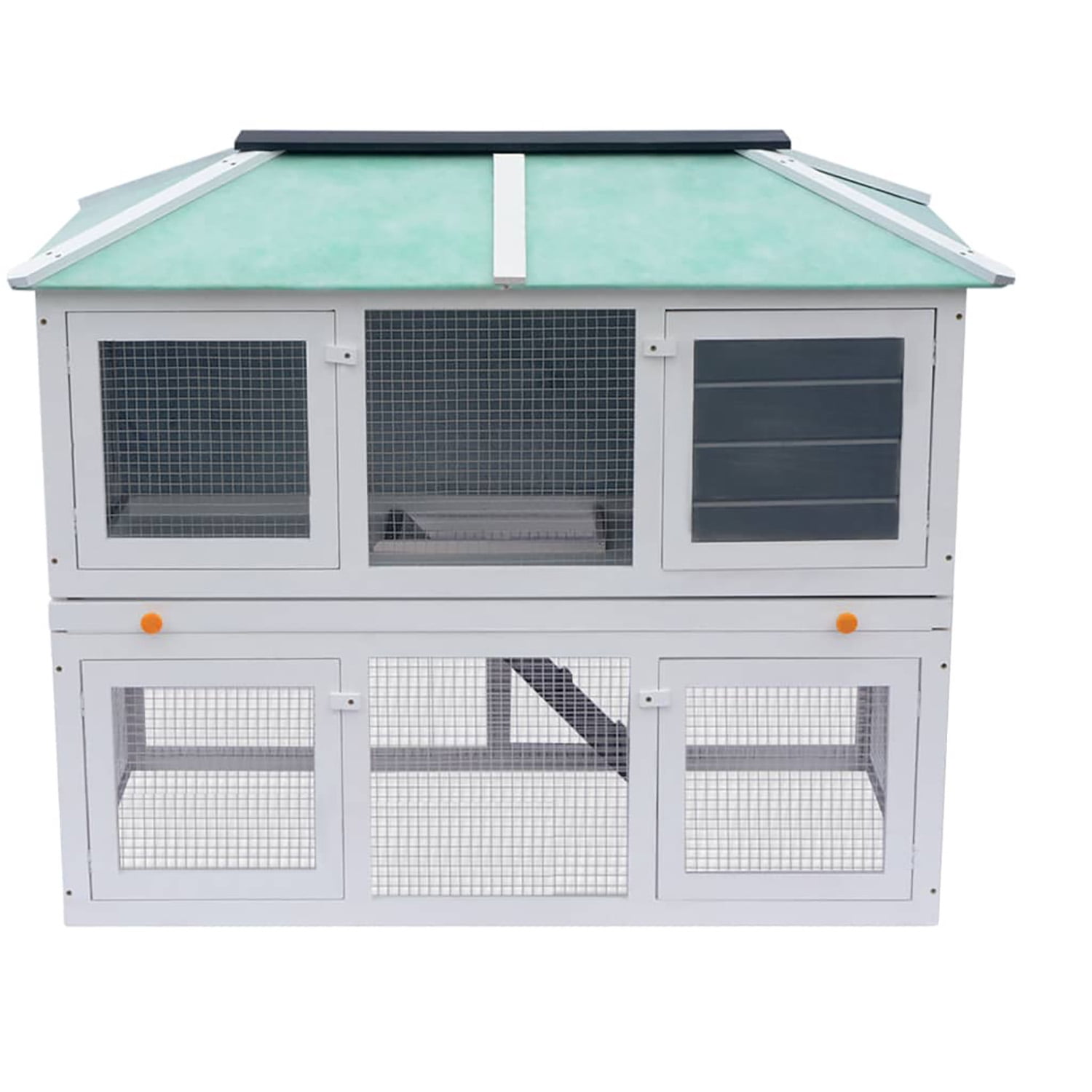 Pefilos 51" Outdoor Rabbit Hutch, Wooden Bunny House Double Floor Small Animal Pet Cage, Gray Pefilos 51" Outdoor Rabbit Hutch, Wooden Bunny House Double Floor Small Animal Pet Cage, Gray