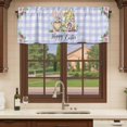 thumbnail image 6 of 2 Pack Valances for Window, Easter Short Curtains for Kitchen Bedroom Living Room, Watercolor Gnomes Eggs Daisy Flower Light Purple Plaid Rod Pocket Small Window Treatment Valance Drapes 42 x 18 Inch, 6 of 8
