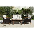 thumbnail image 3 of 4 Piece Outdoor Patio Furniture Set, PE Rattan Wicker Sectional Set with UV-Resistant & Waterproof Cushions and Wood Table, All-Weather Rattan Patio Furniture Set for Outside Balcony Porch Backyard, 3 of 12
