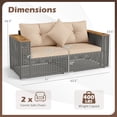 thumbnail image 3 of Gymax Set of 2 Patio Corner Sofa Set w/Thick Cushions Wide Acacia Wood Armrests for Garden Beige, 3 of 9