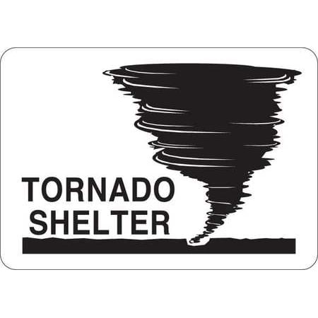 CONDOR Y4035518 Safety Sign, Tornado Shelter, Self-Adhesiv