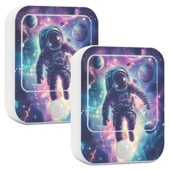 Yayeee LED Night Lights with Motion Detectors Auto Dusk to Dawn Light Sensors, 2 Pack, Astronaut Pattern