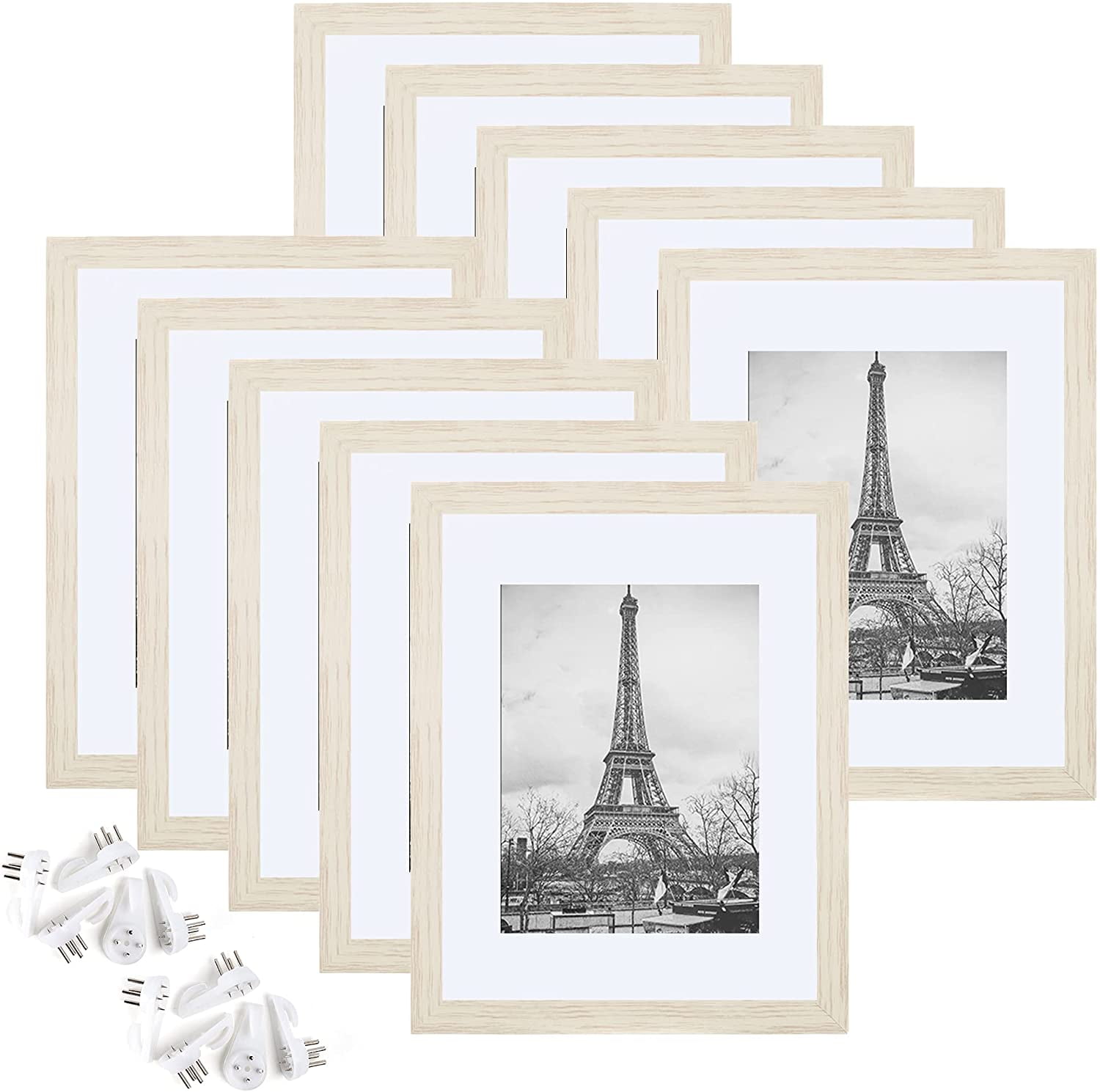 8x10 Picture Frame Set of 10,Display Pictures 5x7 with Mat or 8x10