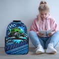 thumbnail image 1 of POLERO Monster Truck Fire Print Side Pockets Travel Bag, Polyester Adjustable Shoulder Strap Breathable Schoolbags for Hiking Outdoor Activities, 1 of 7