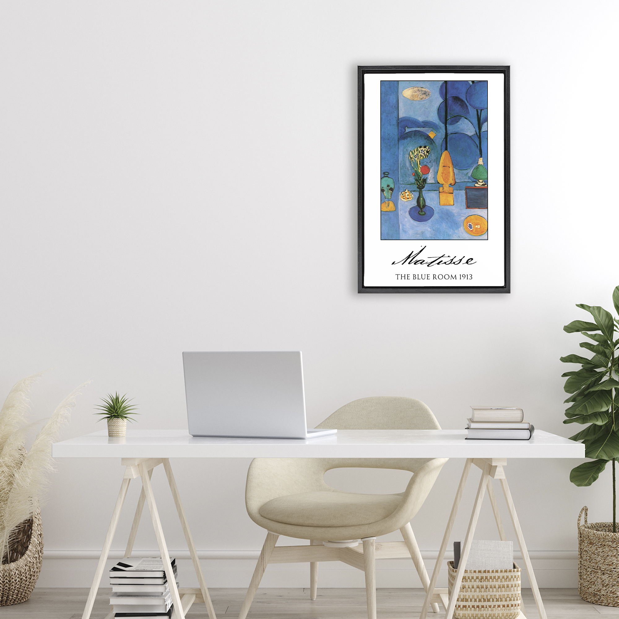 Matisse The Blue Room Black Framed Floater Canvas Wall Art, design by Vintage Hustle