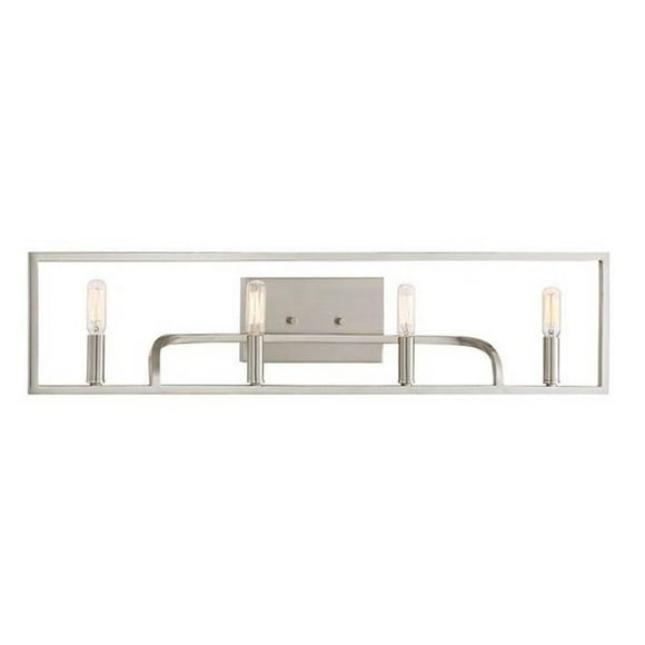 DESIGNERS FOUNTAIN Uptown 4-Light Bathroom Vanity Light Fixture, Satin Platinum, 88404-SP