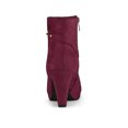 thumbnail image 2 of BLISSFUL STEP Women's Ankle Boots Faux Suede Round Toe Block Heel Side Zipper Dress Boots Burgundy 9, 2 of 7