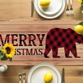 thumbnail image 4 of Red Check Bear Table Runner, Abstract Animal Silhouette Retro Wood Grain Kitchen Table Runners Dress Scarves for Table Decorations Party/Restaurant/Indoor Outdoor Use, 13x90in, 4 of 9