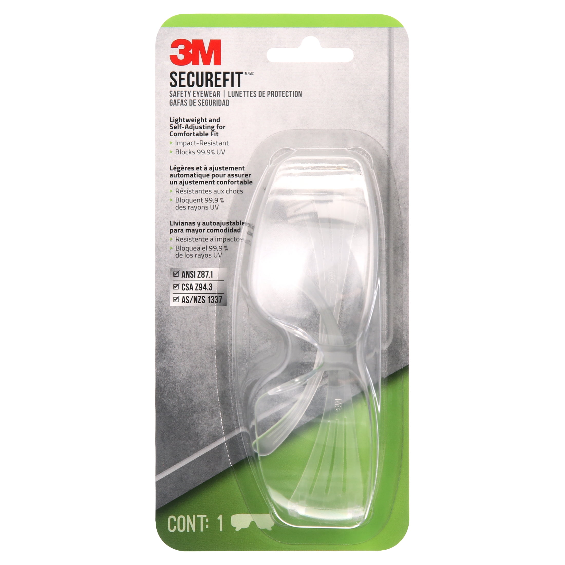 3M Lexa@ Safety Glasses with Clear Anti-Fog Lens and Black Temple MMM15200 New! 