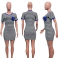 thumbnail image 3 of Henpk Summer Dresses for Women Striped T Shirt Dress Casual Midi Dress Short Sleeve Sundress with Pockets Stripe Print Fashion Dress Short Sleeve Mini Dress Blue XL, 3 of 5