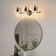 thumbnail image 6 of 3 Light Bathroom Light Fixture over Mirror with Clear Glass Shade, Modern Vanity Light, Brushed gold luminaire for Bedroom, Bathroom, Living Room(E26 Base), 6 of 9