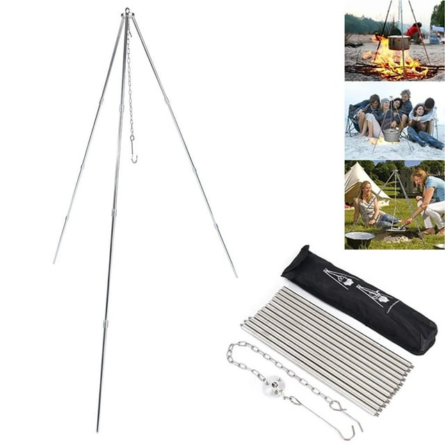 VONKY Trépied Allongé 4 Sections pour Réchaud de Camping, Trépied de Cuisson Extérieur, Support de Pot Portable et Solide