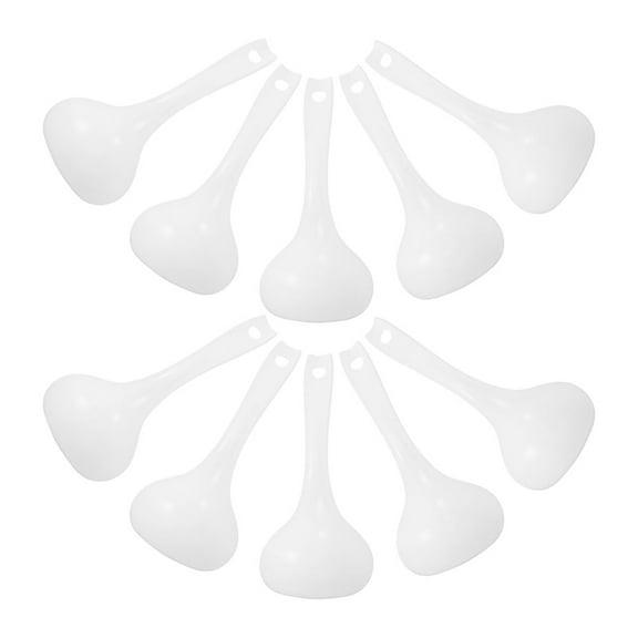 FRCOLOR 10pcs Plastic Soup Ladle Heat Resistant Kitchen Utensil Food Serving Spoon Asian Soup Spoon Large Flour Spoon White
