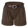 thumbnail image 4 of MRULIC shorts for women Women's Summer High Waist Pleated Loose Casual Super Soft Pocket Corduroy Wide Leg Shorts Coffee + S, 4 of 9