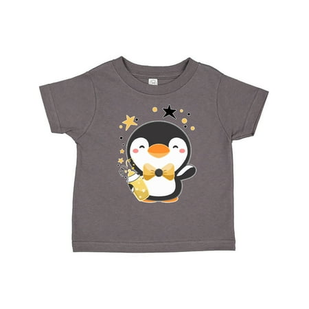 

Inktastic New Year s Baby Penguin in Bow Tie with Bottle Gift Toddler Boy or Toddler Girl T-Shirt
