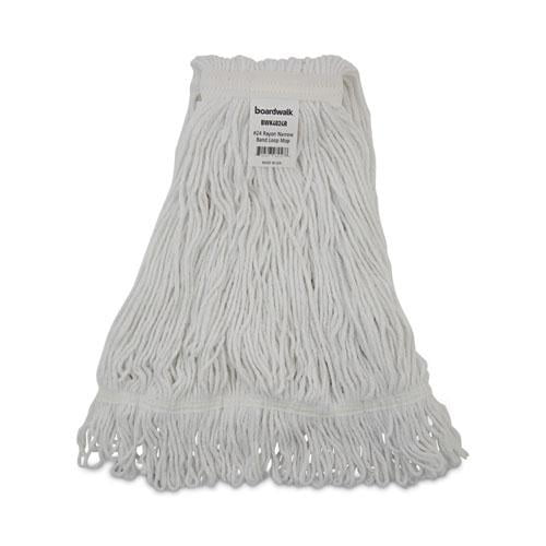 Boardwalk Pro Loop Web/Tailband Wet Mop Head, Rayon, #24 Size, White, 12/Carton