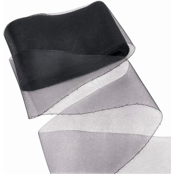 30Yards Black Horsehair Braid Thread Edge Fabric 6.3inch Wide Pleated Mesh Ribbon Polyester Fabric Netting for Boning Sewing Wedding Decor DIY Dress Accessories