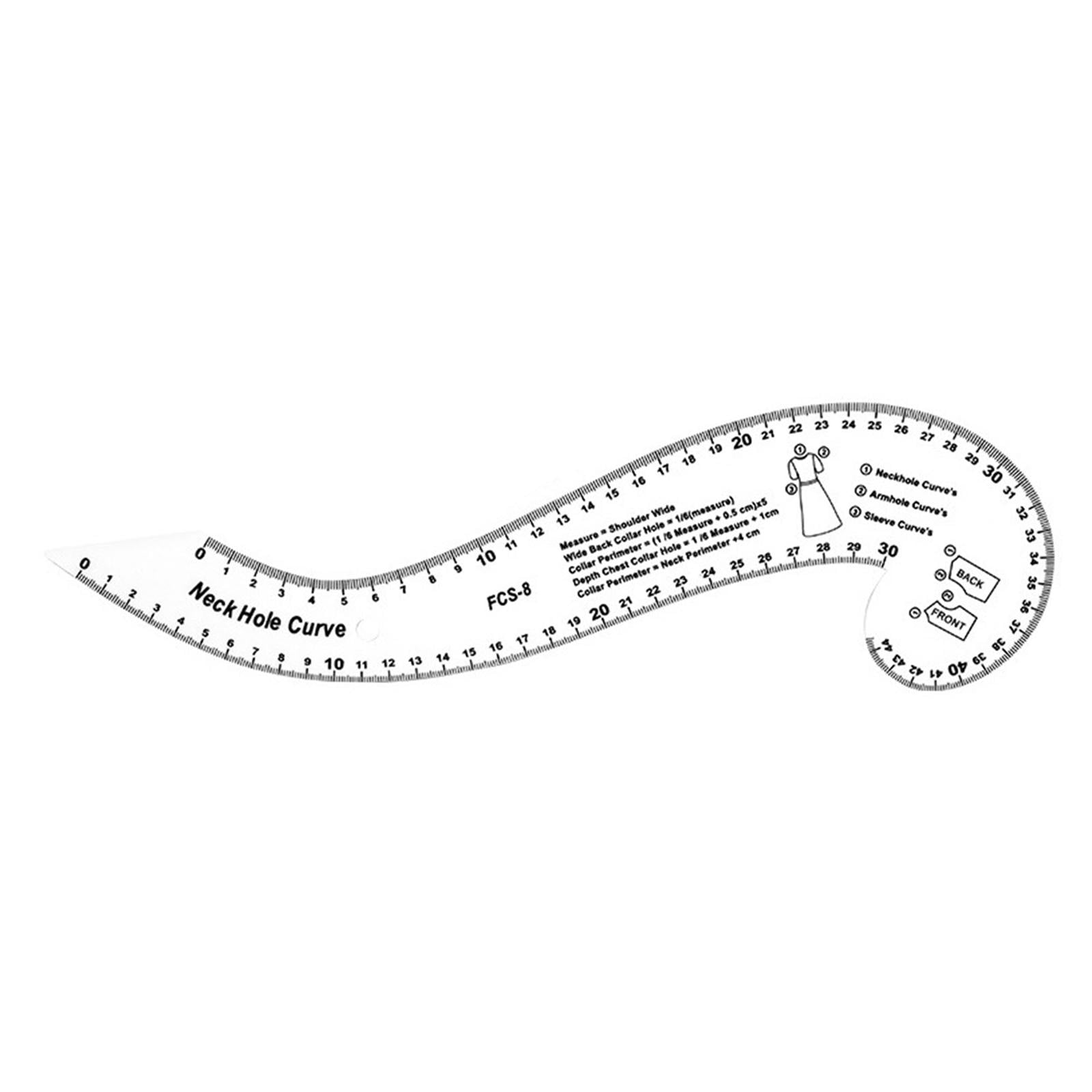 French Curve Ruler Tailor Tool Clothing Pattern Dress Curve Ruler Making  Template Metric Fashion Design Tailoring Measure , Neck Hole Curve 