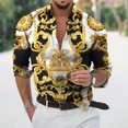 thumbnail image 3 of Camisa de manga larga informal con cuello vuelto y estampado de estilo lujoso para hombre, ropa de calle de moda, tops de tendencia, ropa para hombre, 3 of 5