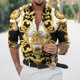 thumbnail image 3 of Camisa de manga larga informal con cuello vuelto y estampado de estilo lujoso para hombre, ropa de calle de moda, tops de tendencia, ropa para hombre, 3 of 5
