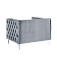 thumbnail image 5 of Inge Grey/Silver Velvet Club Chair - Silver Nailhead Trim, Button Tufted, Metal Y-Legs, 5 of 9