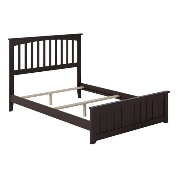 Leo & Lacey Solid Wood Full Bed with Footboard with USB Charger in Espresso