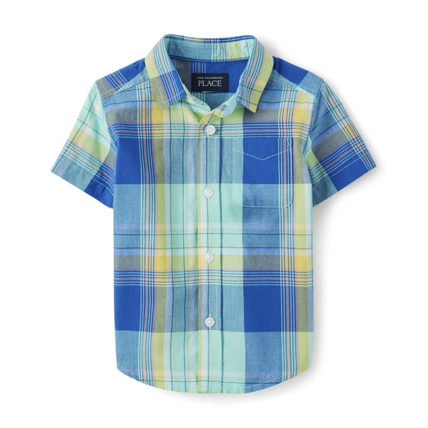 Camisa The Children's Place para niños pequeños, manga corta, 4T, color aguamarina