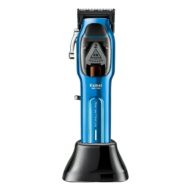 Kemei KM-1763 - Cortadora de pelo de 9000 rpm (10 W, potente cortadora de pelo de peluquería, carcasa de metal, ajustable, cortadora eléctrica para hombres