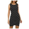 thumbnail image 1 of Robe d'Été pour Femmes avec Poches Robe Sans Manches Mini T-Shirt Extensible Décontracté Col Rond Froncé Court Robe pour Femmes Vêtements Adultes Noirs Taille TG, 1 of 7