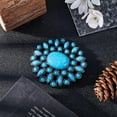 thumbnail image 4 of Alloy Belt Buckles with Synthetic Turquoise Belt Fastener Gunmetal Flower 77x71x12~19mm Hole: 40.5x11.5mm, 4 of 6