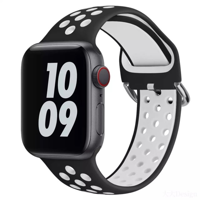 Correa deportiva de silicona para Apple Watch All Series, color negro y blanco