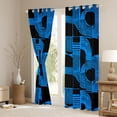 thumbnail image 3 of Feelyou Modern Cycle Square Curtains Pack of 2 (42x84 Each) for Teen, Chic Patchwork Stripes Curtains Blackout, Blue Abstract Lines Bedroom Curtains, Blackout Curtains Room Decor, 3 of 6