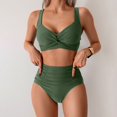thumbnail image 2 of MIXUE Swim Suits for Women Solid Color Sexy Two Piece High Waist Bikini Sets for Women Swimwears Bathing Suits,Green,L, 2 of 7