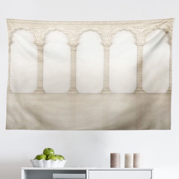 Pillar Tapestry, Architecture Themed Design Ionic Doric and Corinthian Marble Columns Digital Print, Fabric Wall Hanging Decor for Bedroom Living Room Dorm, 2 Sizes, Coconut, by Ambesonne