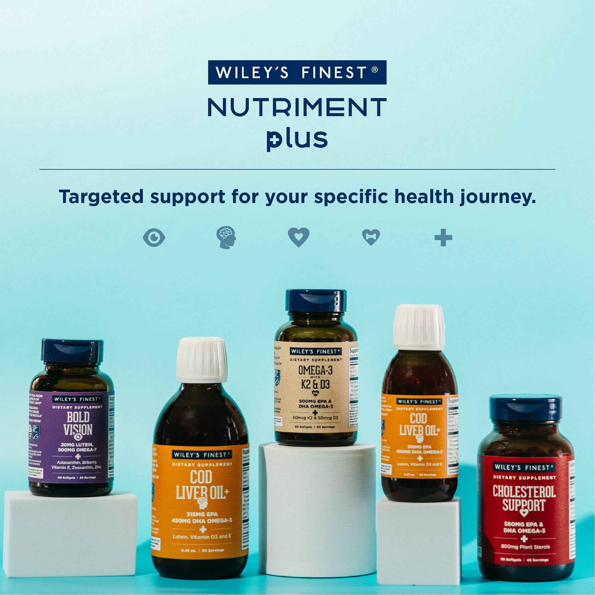 Wiley’s Finest Wild Alaskan Fish Oil Vitamin K2 & D3 Softgels - 500mg of EPA and DHA Omega-3s for Bone and Heart Health Support - 120 Softgels (120 Servings)