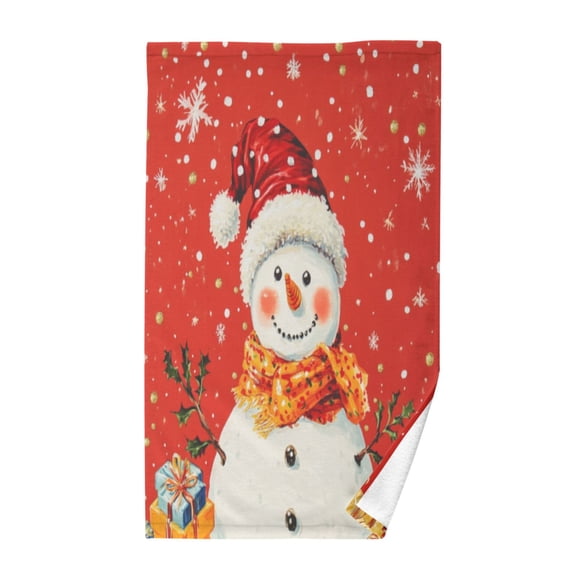 Pure Cotton Face Towel 16x28 Inches Hand Towel Bath Towel Hand Bath Towels Soft Good Water Absorption for Washing Face Wiping Face The Christmas Snowman and Snowflakes