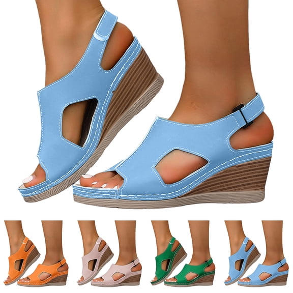 Dakaela Womens Summer Sandals Slingback Platform Wedge Slides Comfortable Dressy Walking Shoes with Arch Support Size 6-10 Green