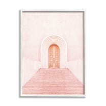 Stupell Industries Pink Door Architecture Travel & Places Photography White Framed Art Print Wall Art, 11 x 14