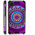 thumbnail image 1 of Compatible with TCL A3 Brushed Metal Texture Hybrid Silver Guard Phone Case Cover (Purple Orange Mandala), 1 of 1