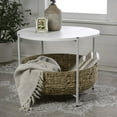 thumbnail image 5 of HAPPIPMESS Round Acacia Wood/Water Hyacinth Coffee Table with Storage Basket, Natural/White, 5 of 5