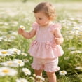 thumbnail image 6 of RMGVDSD Baby Girl Clothes Floral Print Toddler Girls Summer Outfit Sleeveless Ruffle Shirt Tank Tops And Shorts Two Piece Sets Toddler 3-4 Years, 6 of 6