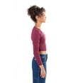 thumbnail image 4 of Red Long Sleeve Ribbed V Neck - Women's Cropped Top, 4 of 4